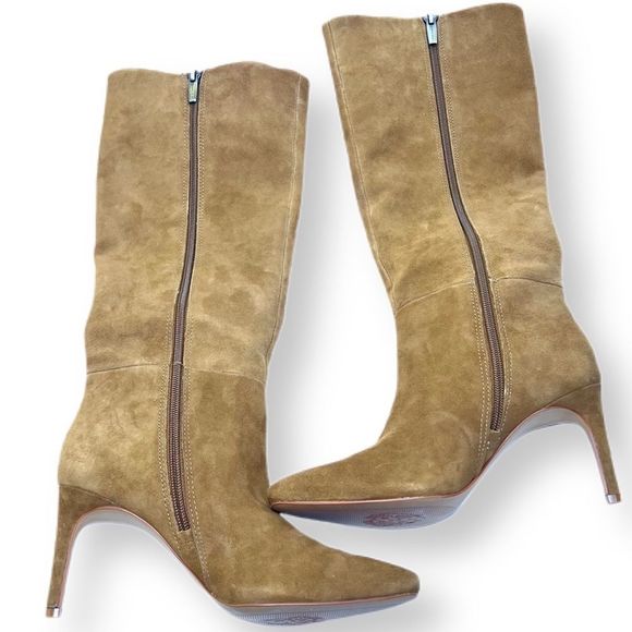 Vince Camuto Shoes - Vince Camuto Arendie Sandy Brown 14.5" Suede Almond Toe Women's Boots Size 6